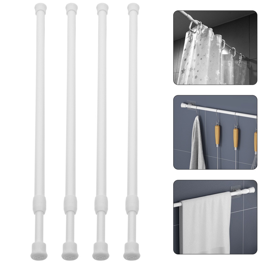 4Pcs Adjustable Closet Rods White Plastic Security Bars with Anti Slip Ends