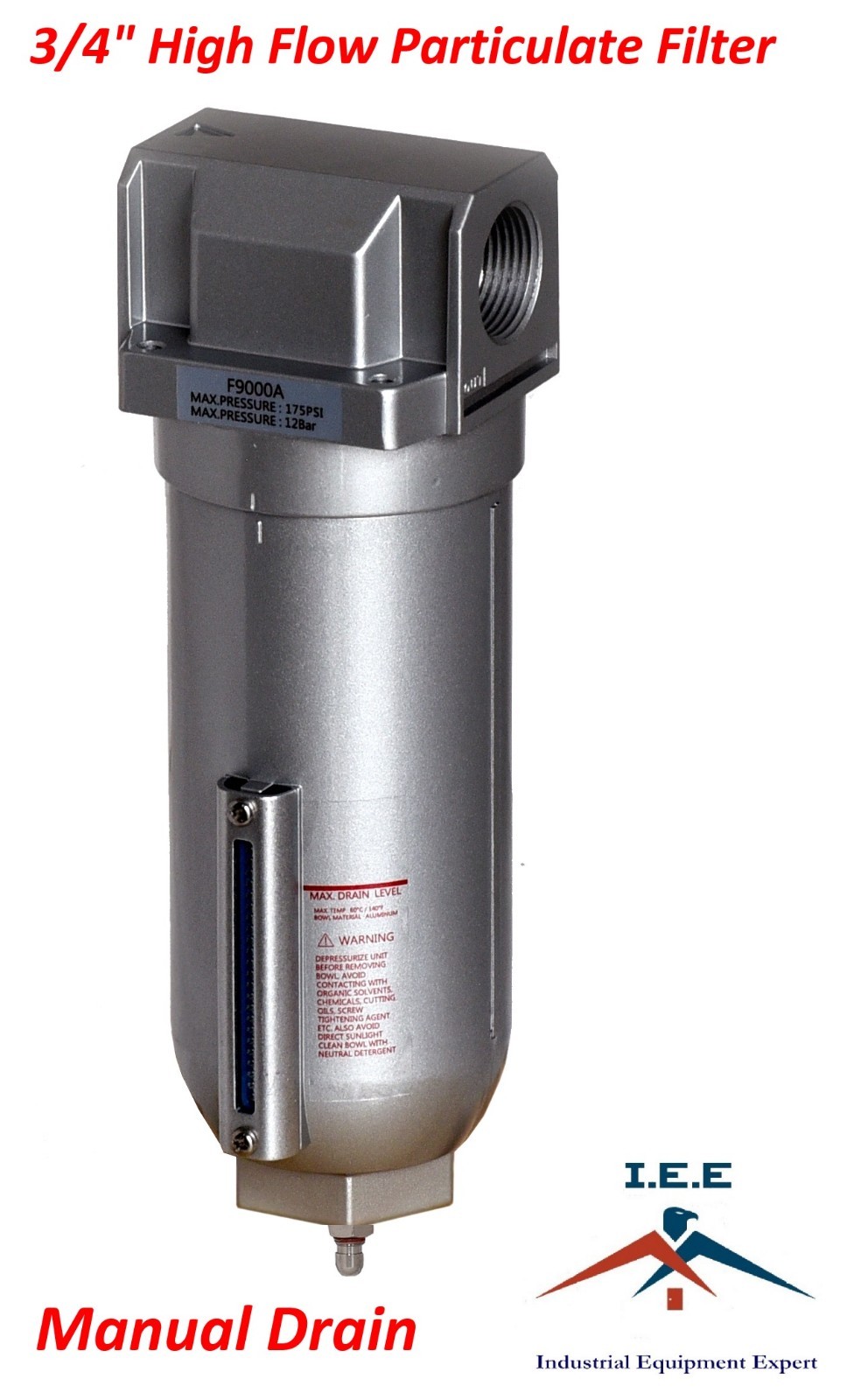 3/4" Inline Air Compressor Water Moisture Filter Trap Separator w/ Manual Drain