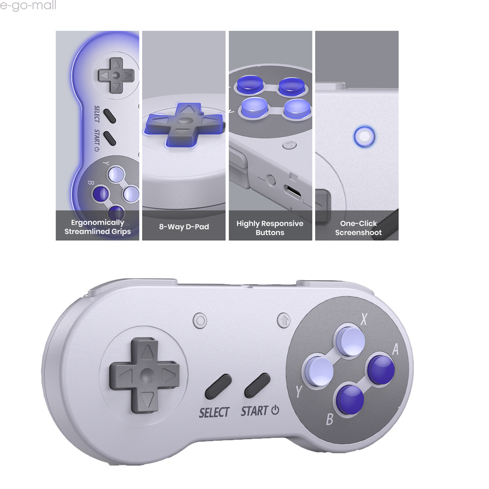 Wireless USB Super NES Controller for Nintendo Switch Online PC macOS Steam Deck