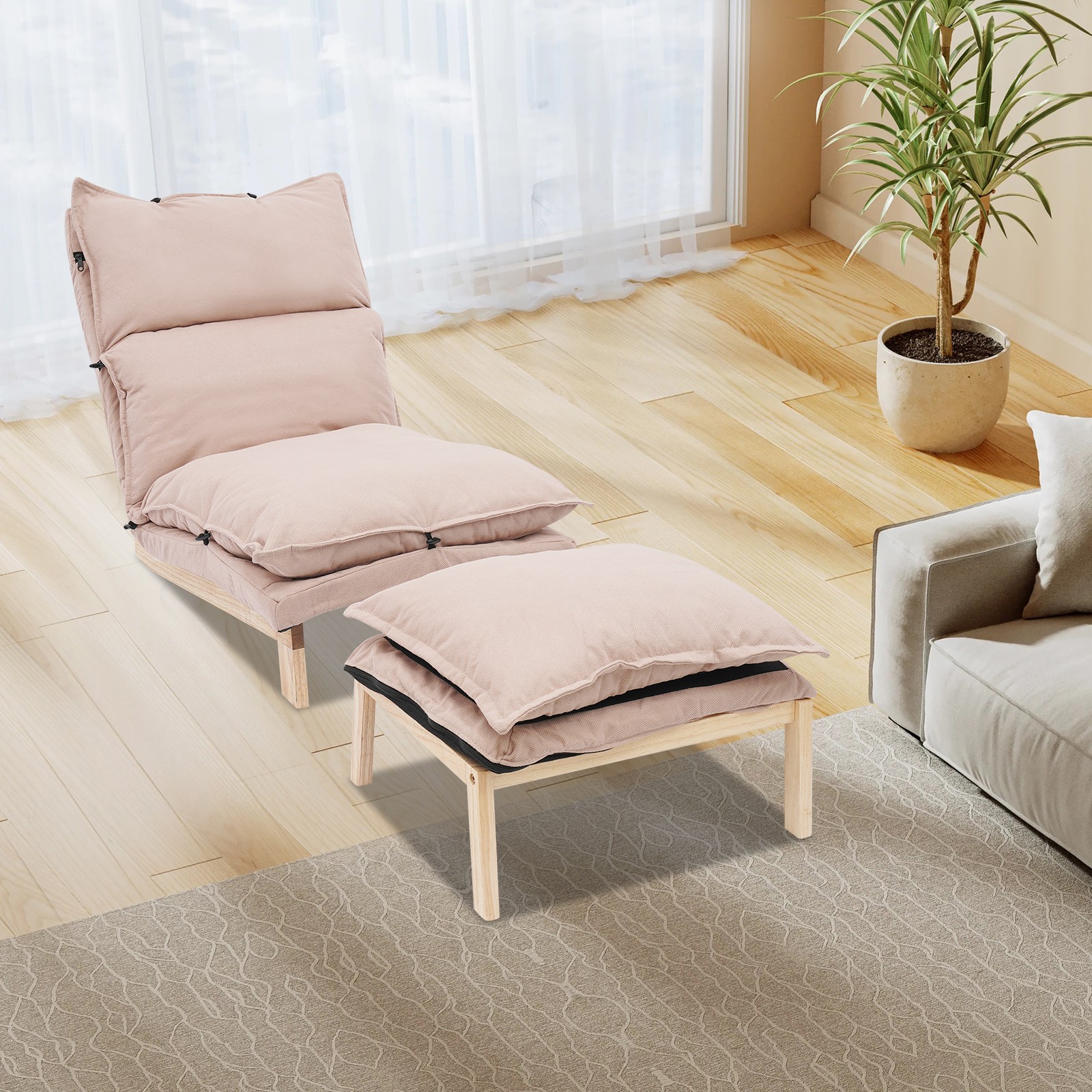 Lounge Chair, Single Lazy Sofa Leisure Balcony Adjustable Recliner USA