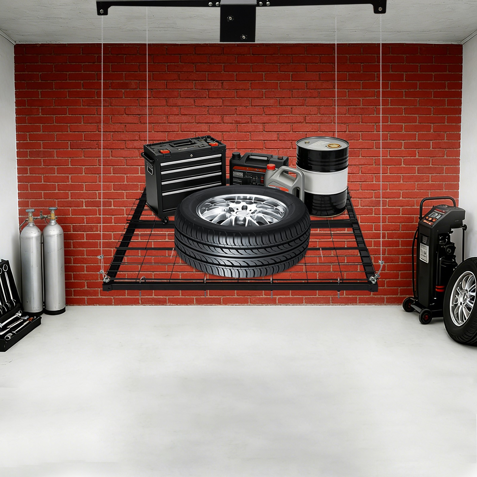 Overhead Garage Lifting Storage Rack, Garage Storage Rack, Adjustable Height Gar
