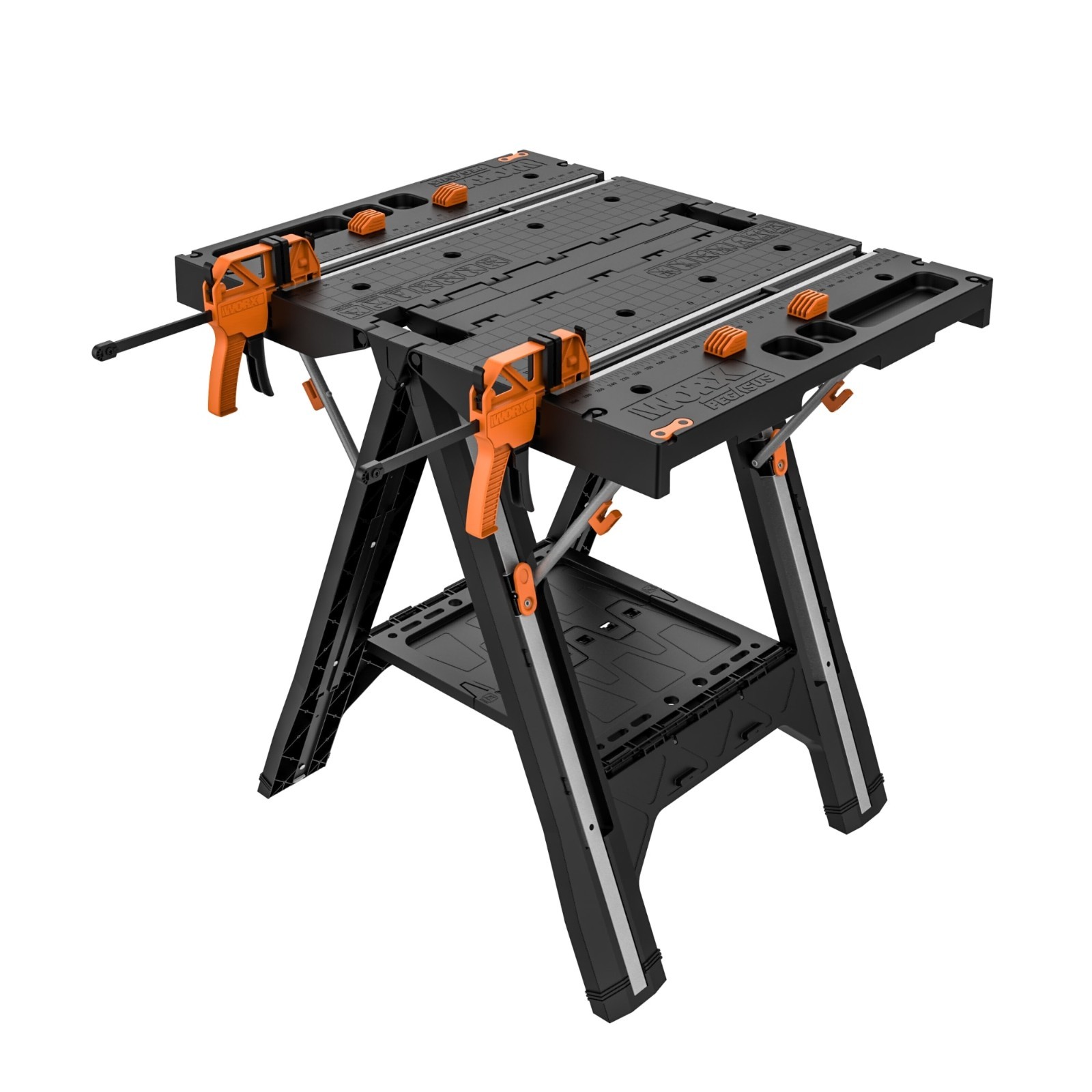 WORX Pegasus Work Table 25'' Portable Folding Workbench Black Orange