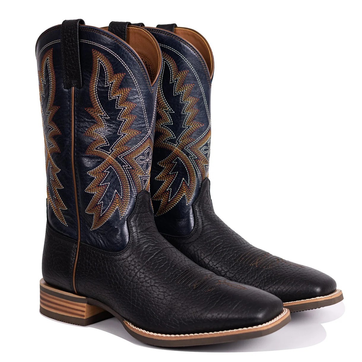 PLT103606 Men's Western Cowboy Boots - Full Grain Leather, Square Toe