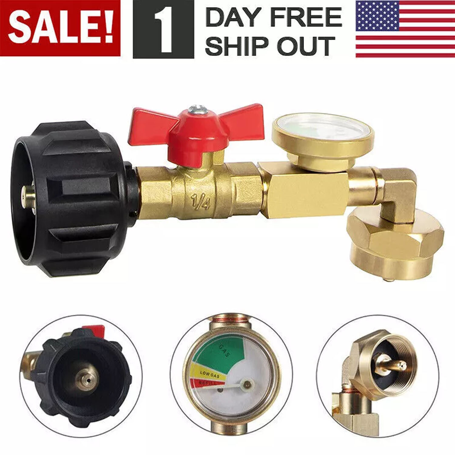 20lb to 1lb Propane Refill Adapter, Color - Coded Dial for Gas Level Detection