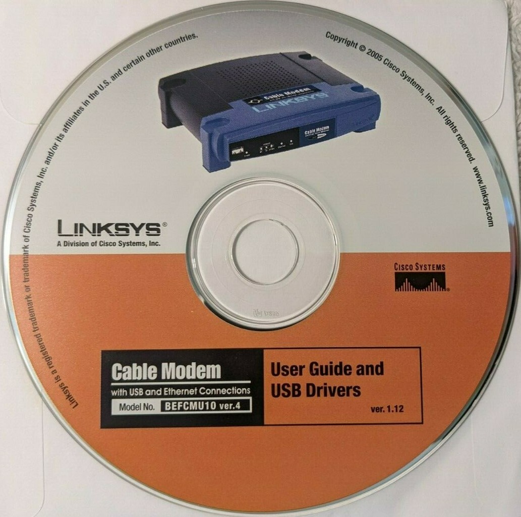 Linksys Modem Model BEFCMU10 User Guide and USB Drivers CD