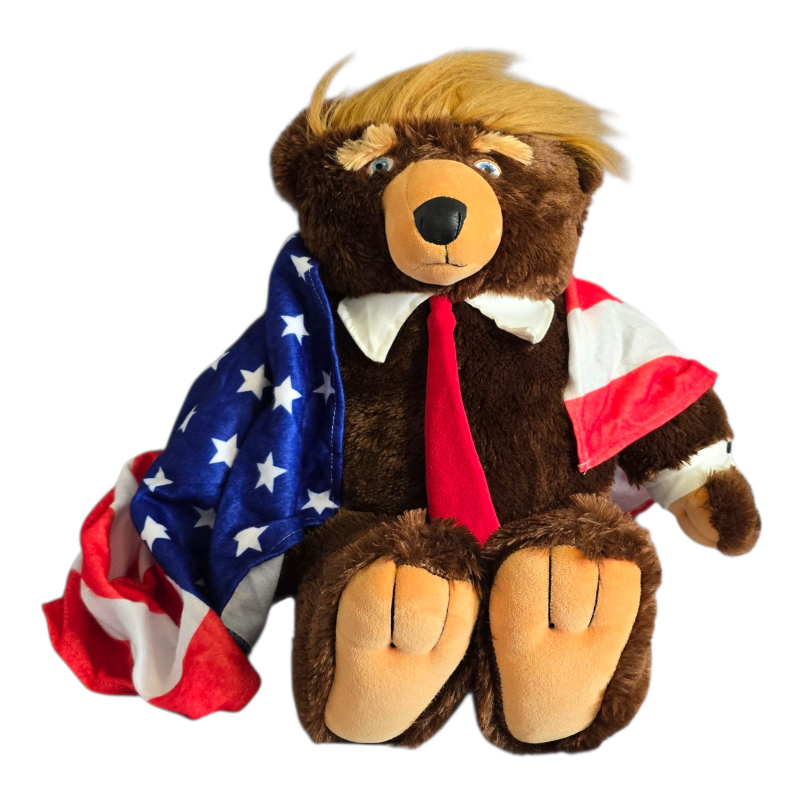 Trumpy Bear Plush Stuffed Donald Trump Bear w/ Pack Away American Flag 22" Tall