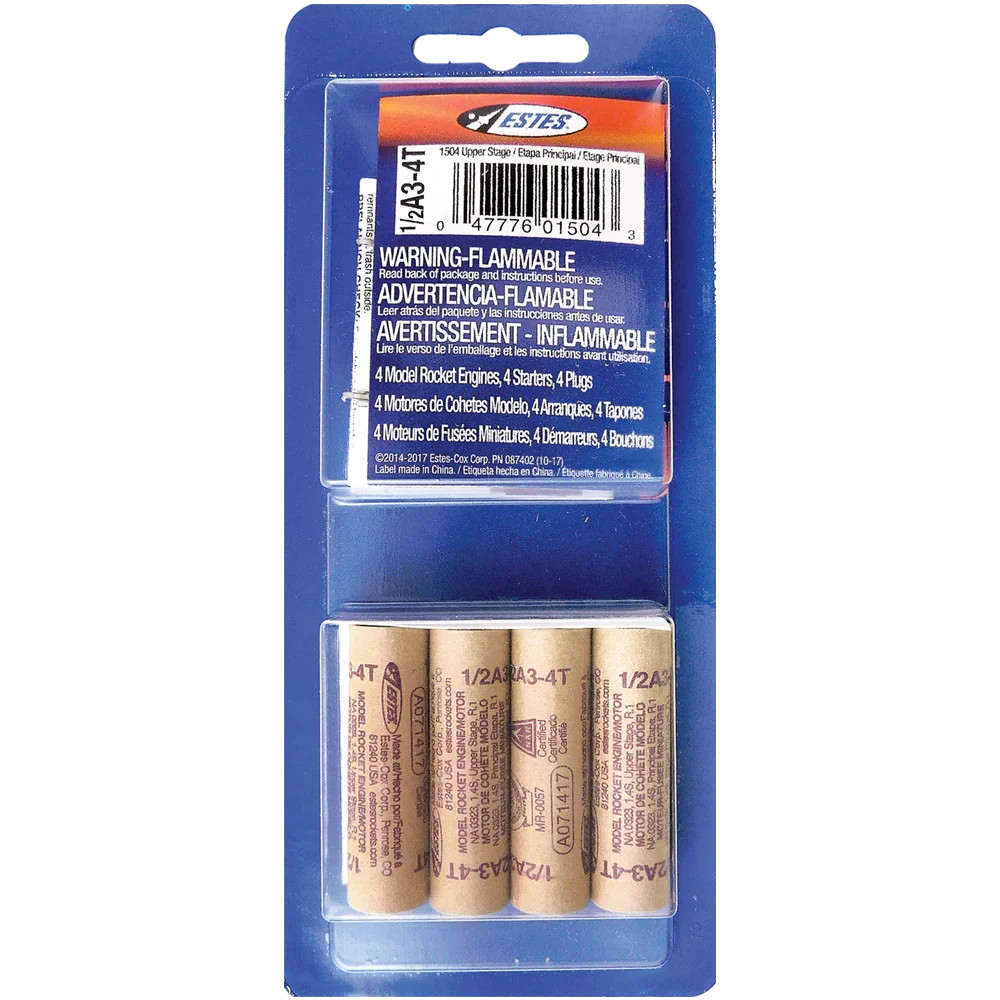 Estes 1504 - 1/2A3-4T Engines (4 Pack)