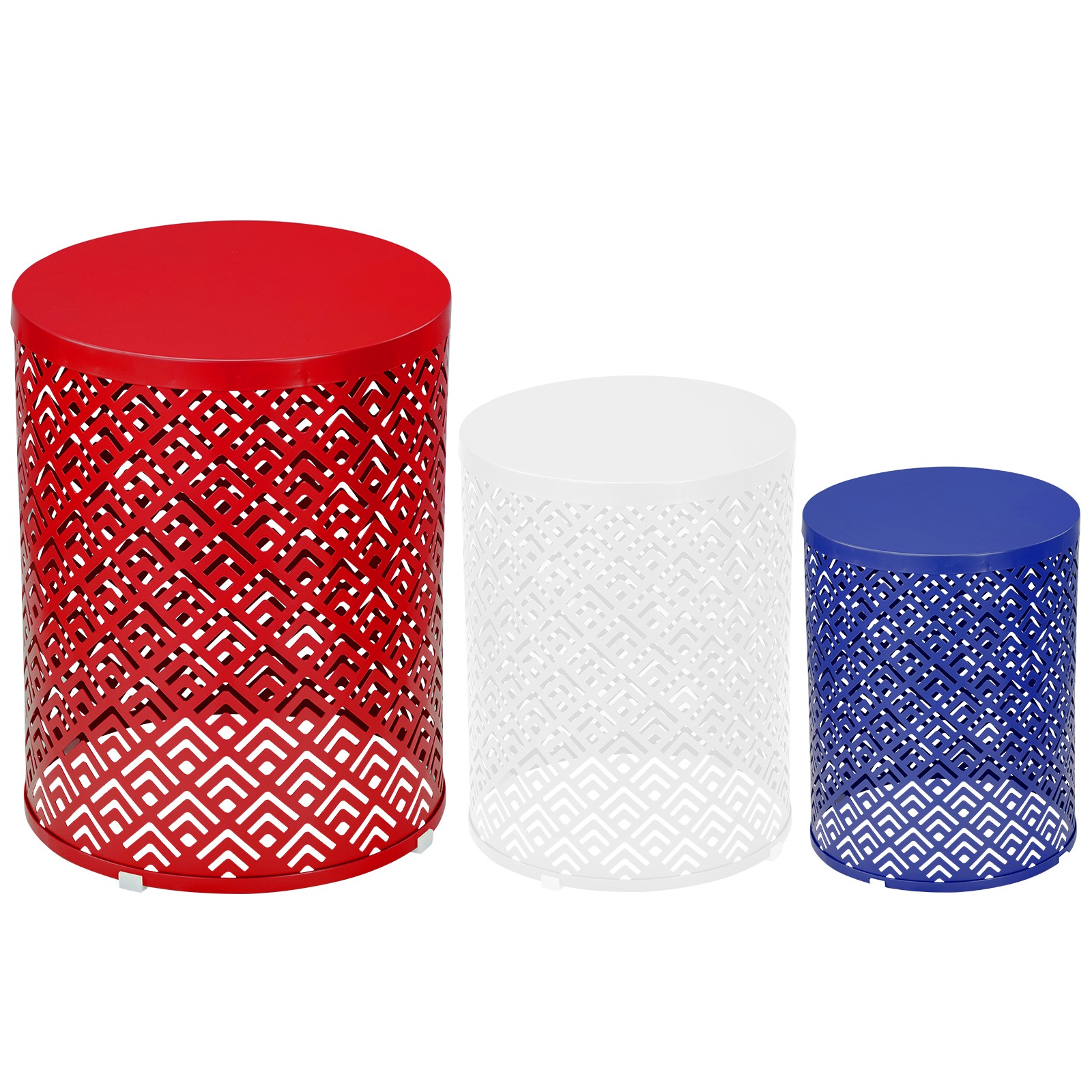 Nesting Side Table Set of 3, Round Patio Accent Table, Metal Frame End Table