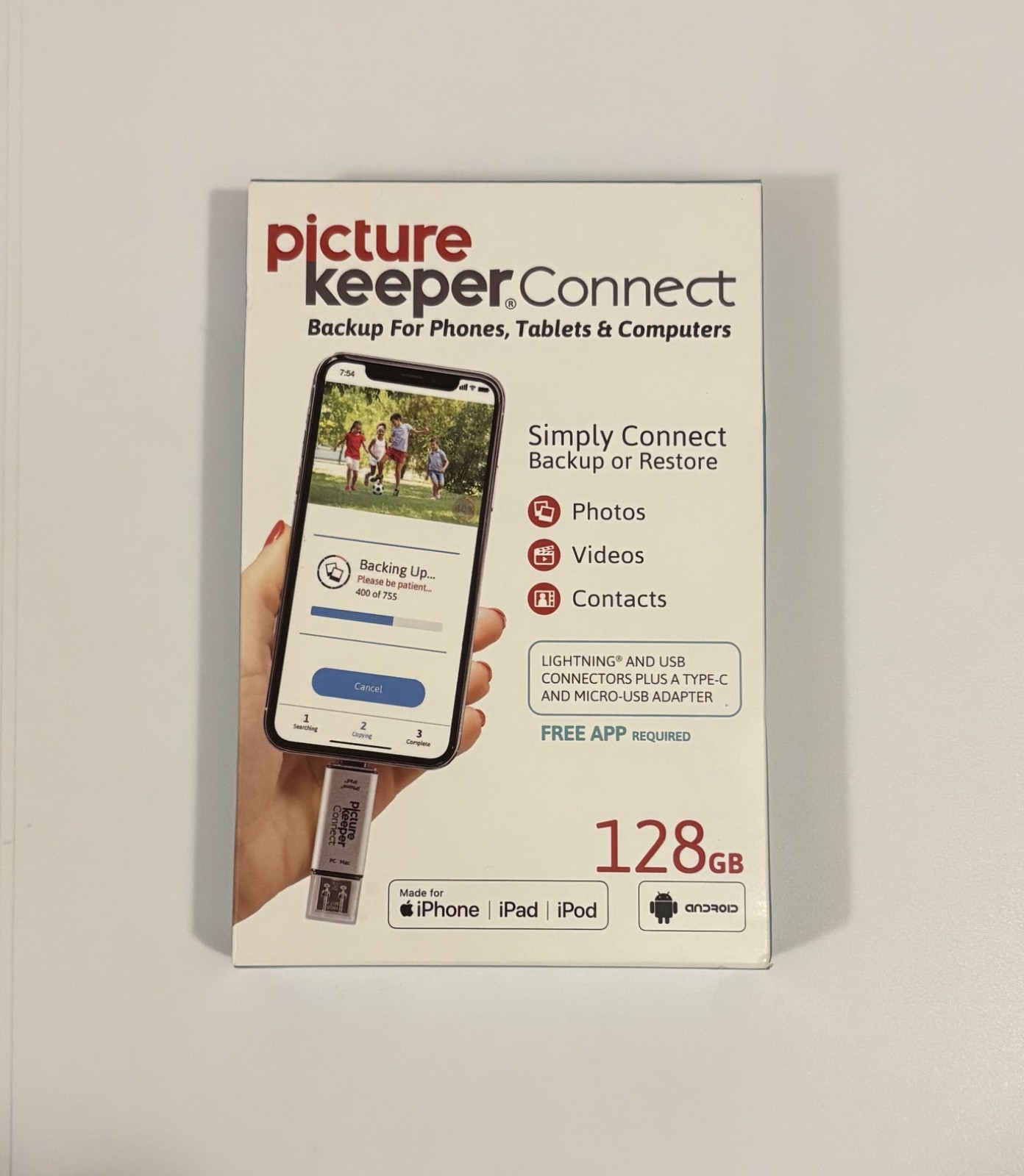 Picture Keeper Connect 128GB Backup/Restore Drive for iPhone/iPad/iPod/Android
