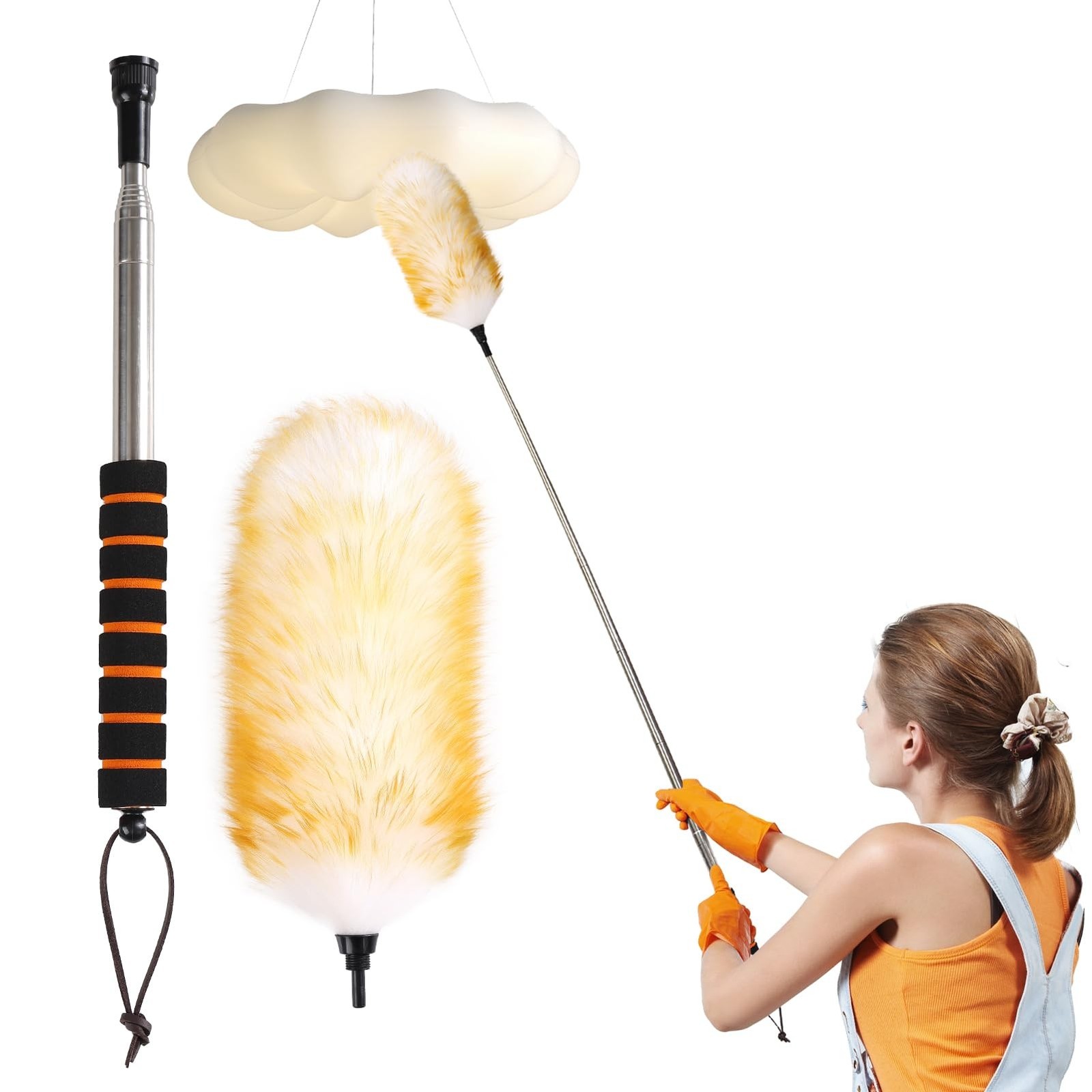 Lambswool Extendable Removable Duster 25-64 Inch Stainless Steel Extension Po...