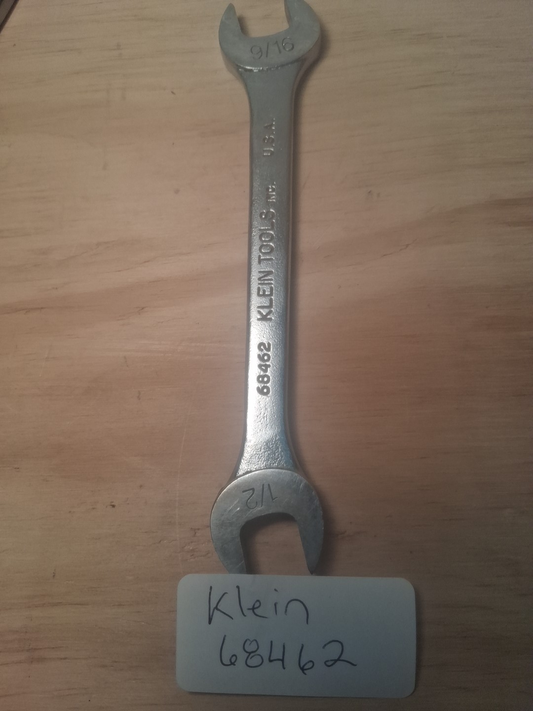 Klein Tools 68462 OPEN END  Wrench 1/2 & 9/16 "Made In The USA"