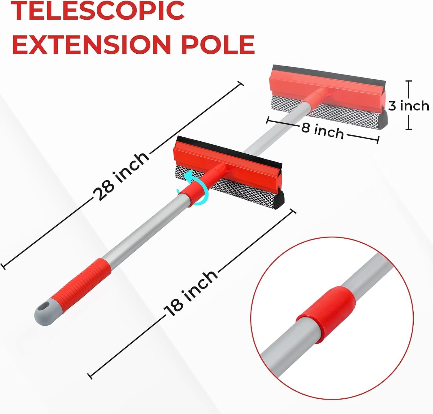 Windshield Cleaner Tool 2 in 1 Car Window Squeegee with Extendable Handle