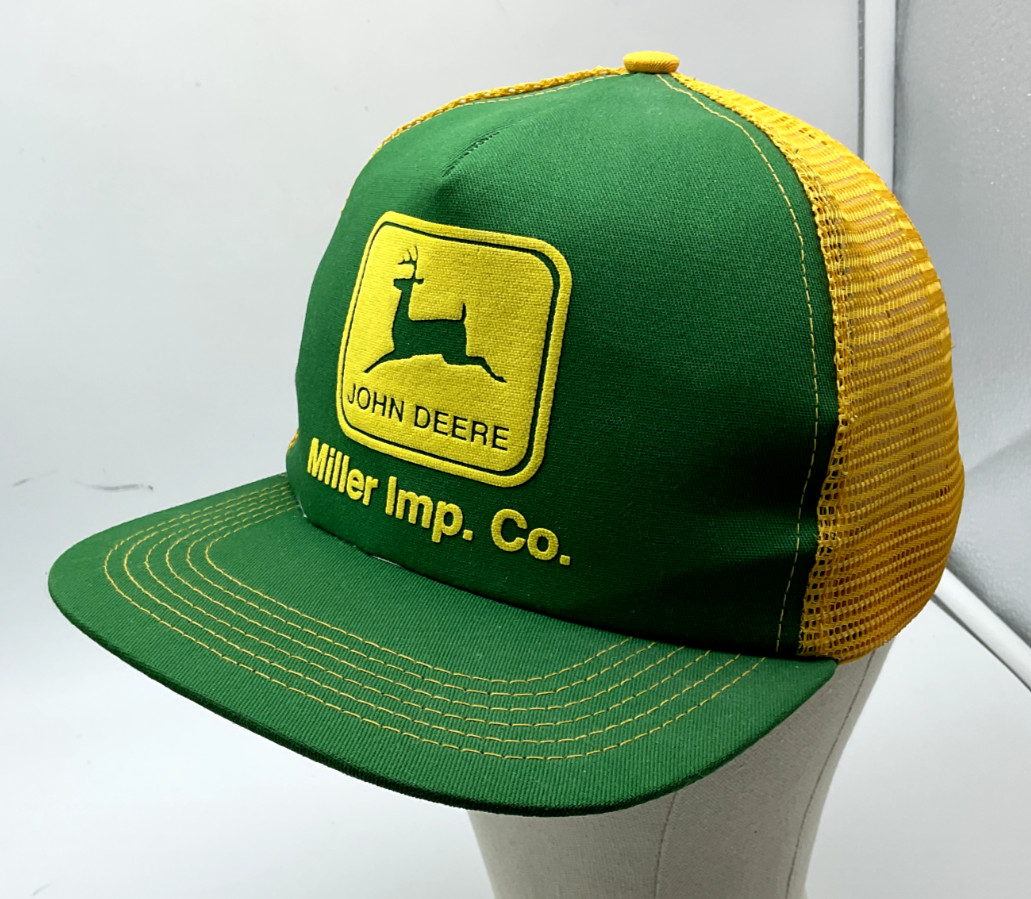 John Deere Miller Imp Co Green and Yellow Truckers SnapBack Cap Made in America