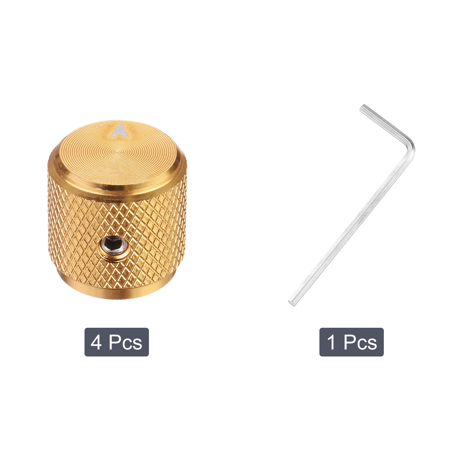 4PCS Guitar Knobs Metal Volume Tone Control Dome Knobs 1/4" x 1/2" Gold