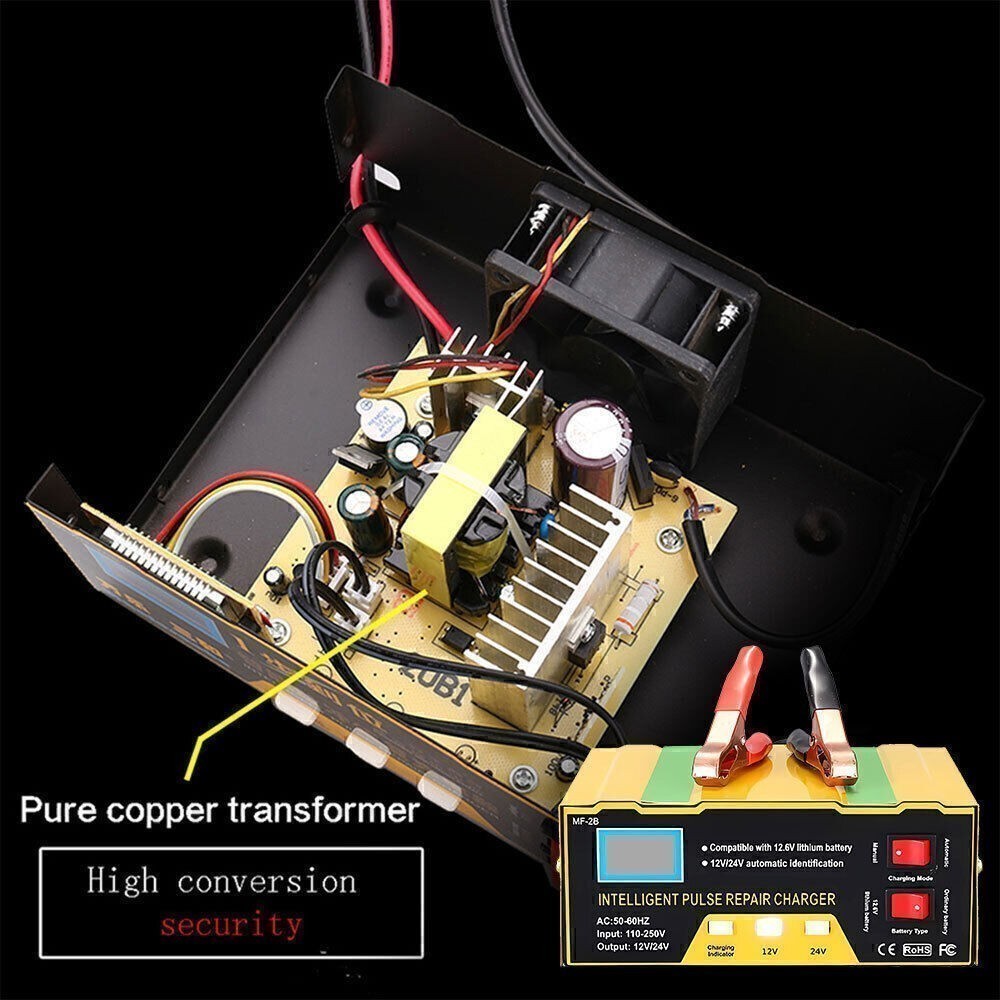 Heavy Duty 400A Car Battery Charger 12V/24V Smart Automatic Pulse Repair Trickle