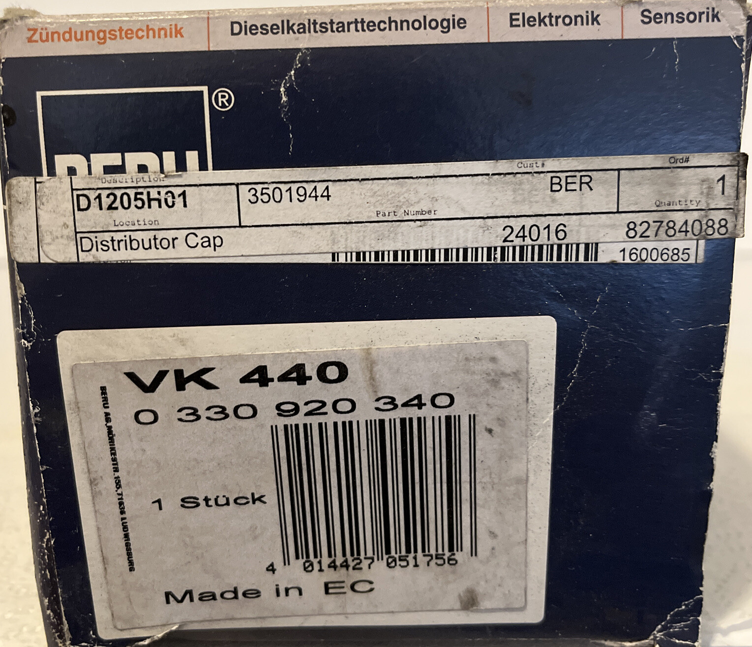 BERU Distributor Cap VK 440 (0 330 920 340)