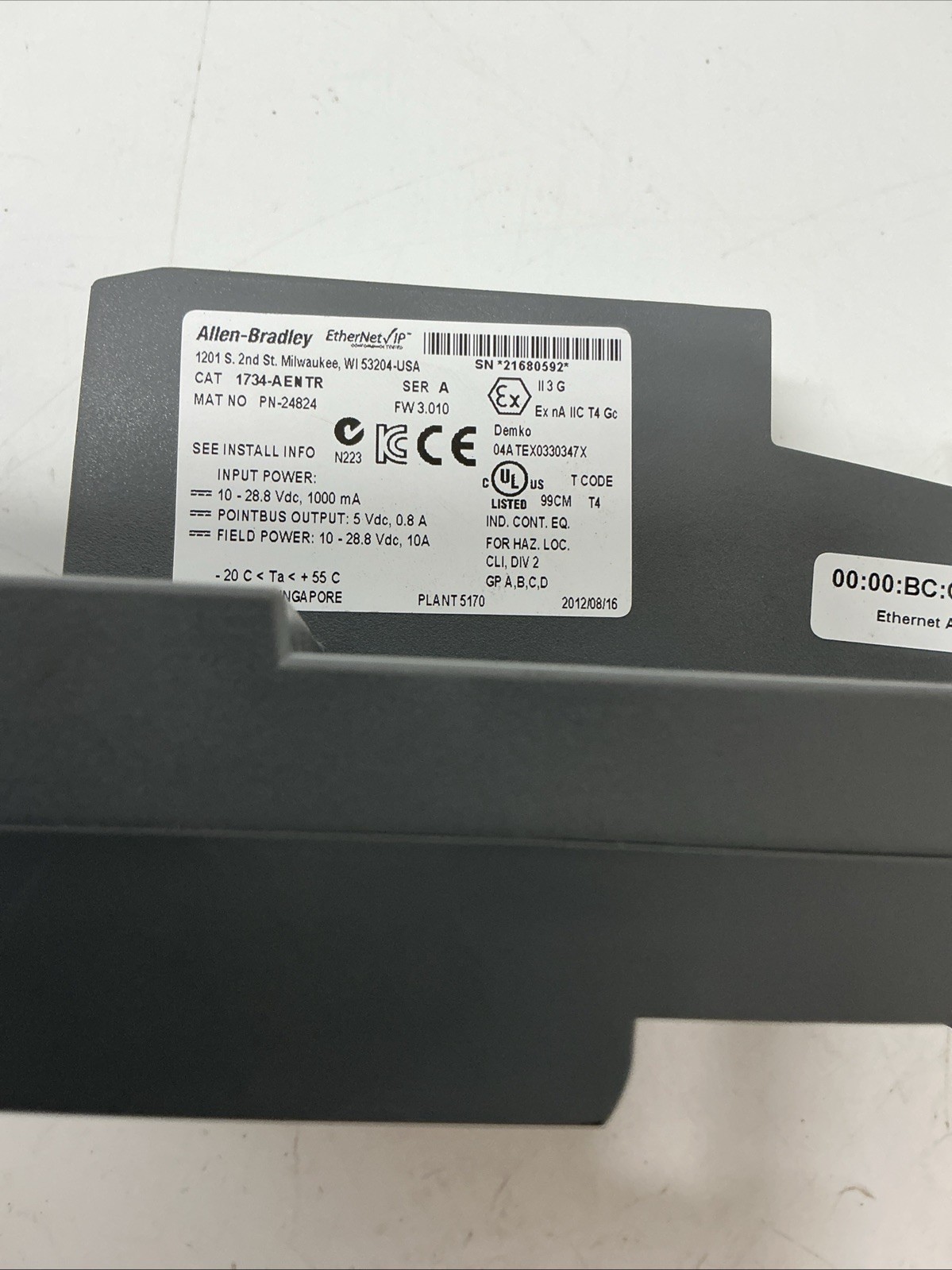 Allen-Bradley 1734-AENTR Series A Network Adapter. AC-076