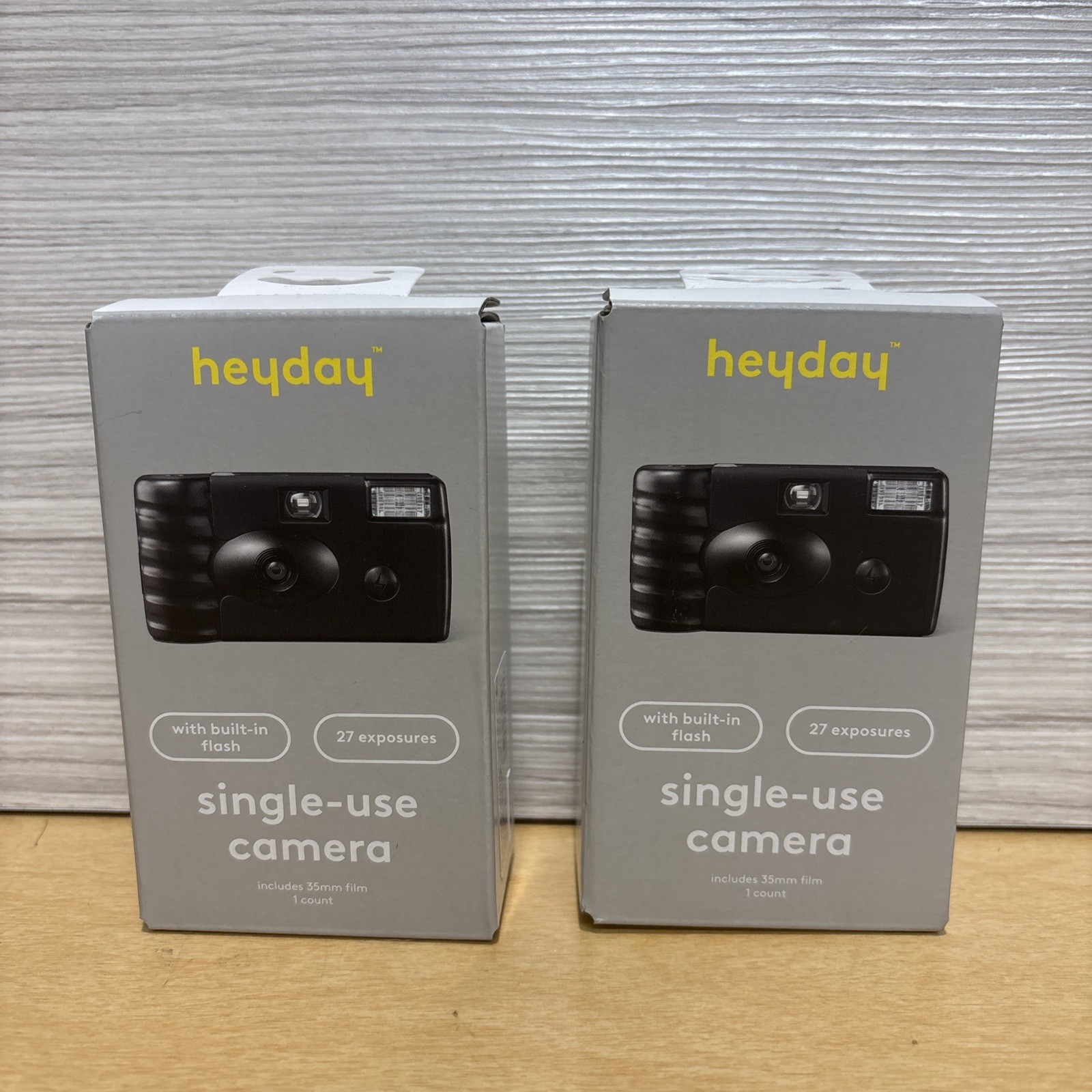 Heyday Single use Cameras Flash 35mm 27 Exposures each 2 Cameras New In Box