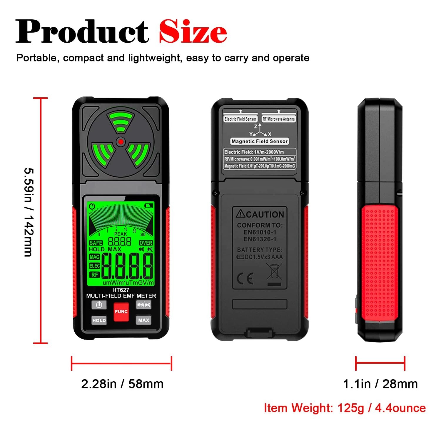 3 in 1 EMF Detector, High Precision EMF Meter, RF EF MF EMF Reader, Home Office