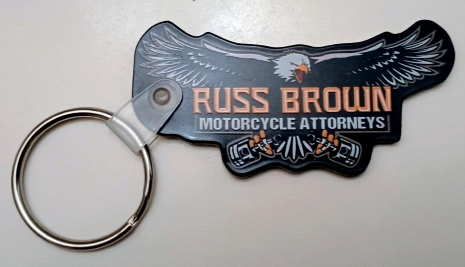 Motorcycle EAGLE KEYCHAIN Russ Brown Attorneys Black Rubber Harley Inspired 2.5"