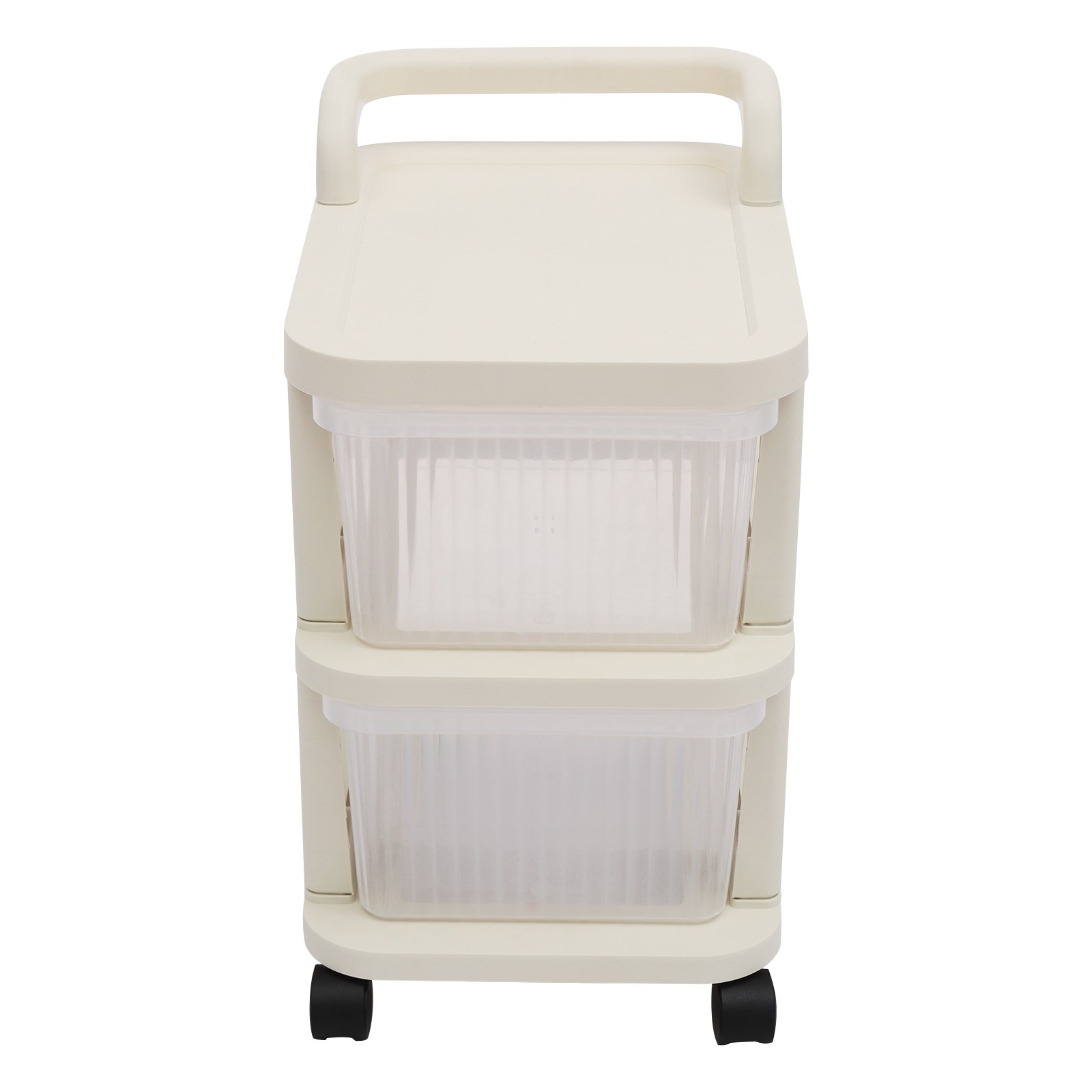 2-Drawer Plastic Rolling Storage Cart with 4 Universal Wheels