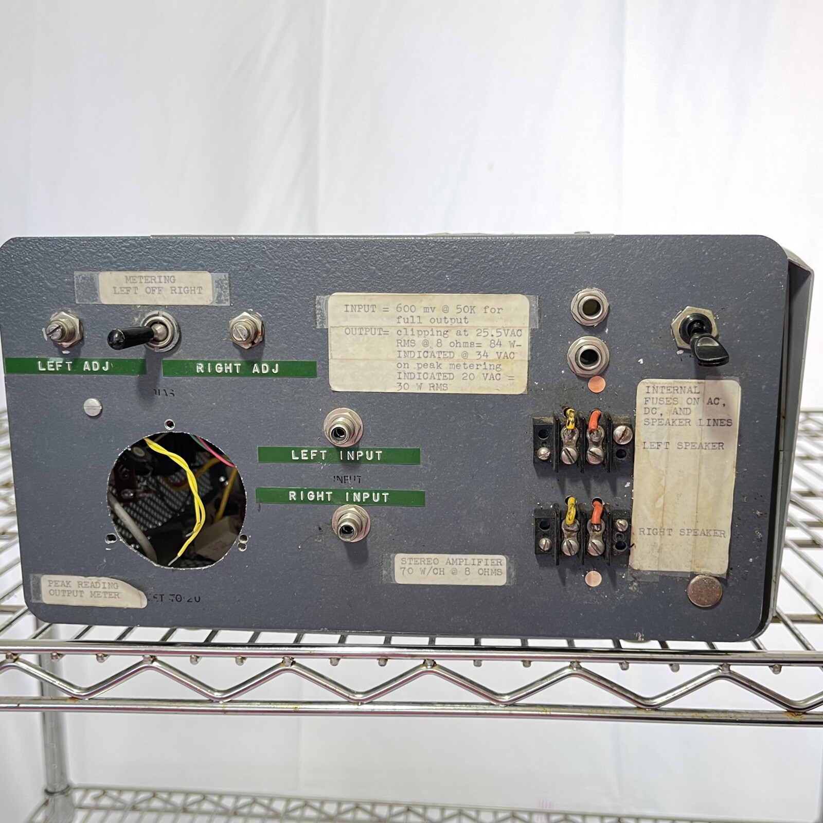 Vintage Homemade Stereo Amplifier 70w / Channel @ 8 Ohms STEEL CASE Modern AMP