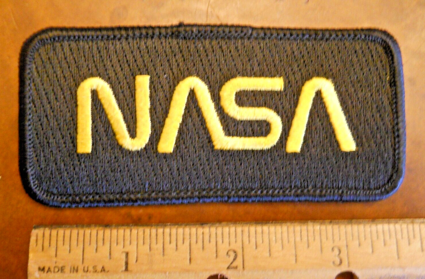 NASA "WORM" INSIGNIA 3-5/8" PATCH (BLACK) ( NEW WITHOUT TAGS)