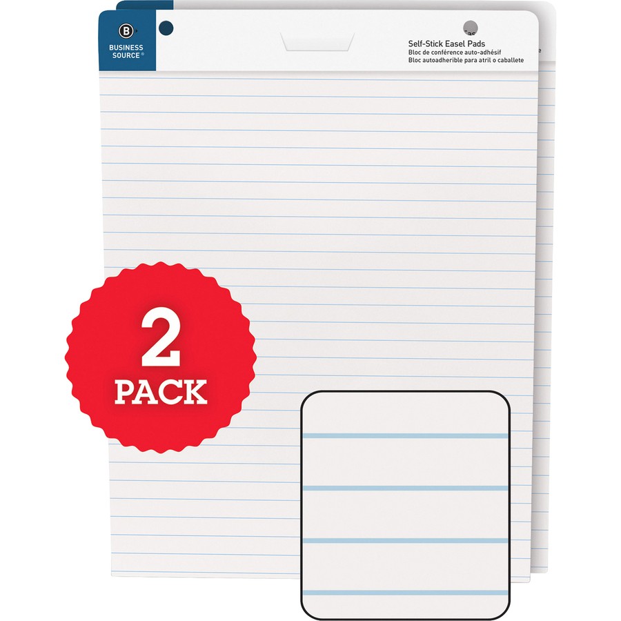 Business Source BSN38593 Lined Self-Stick Easel Pads 25"x30"