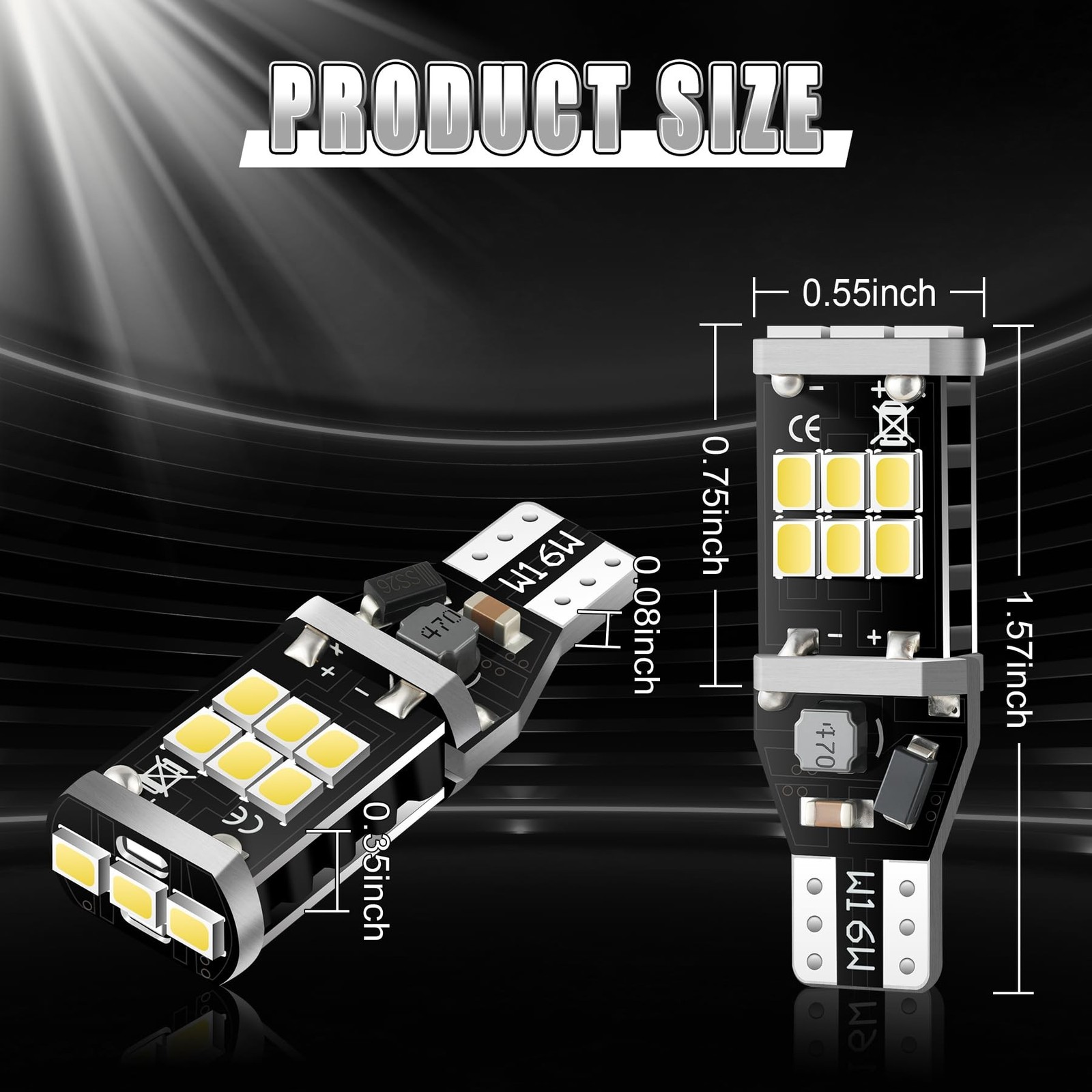 912 921 LED Bulb for Backup Reverse Lights, 2835 15-SMD Chipsets Error Free 3...
