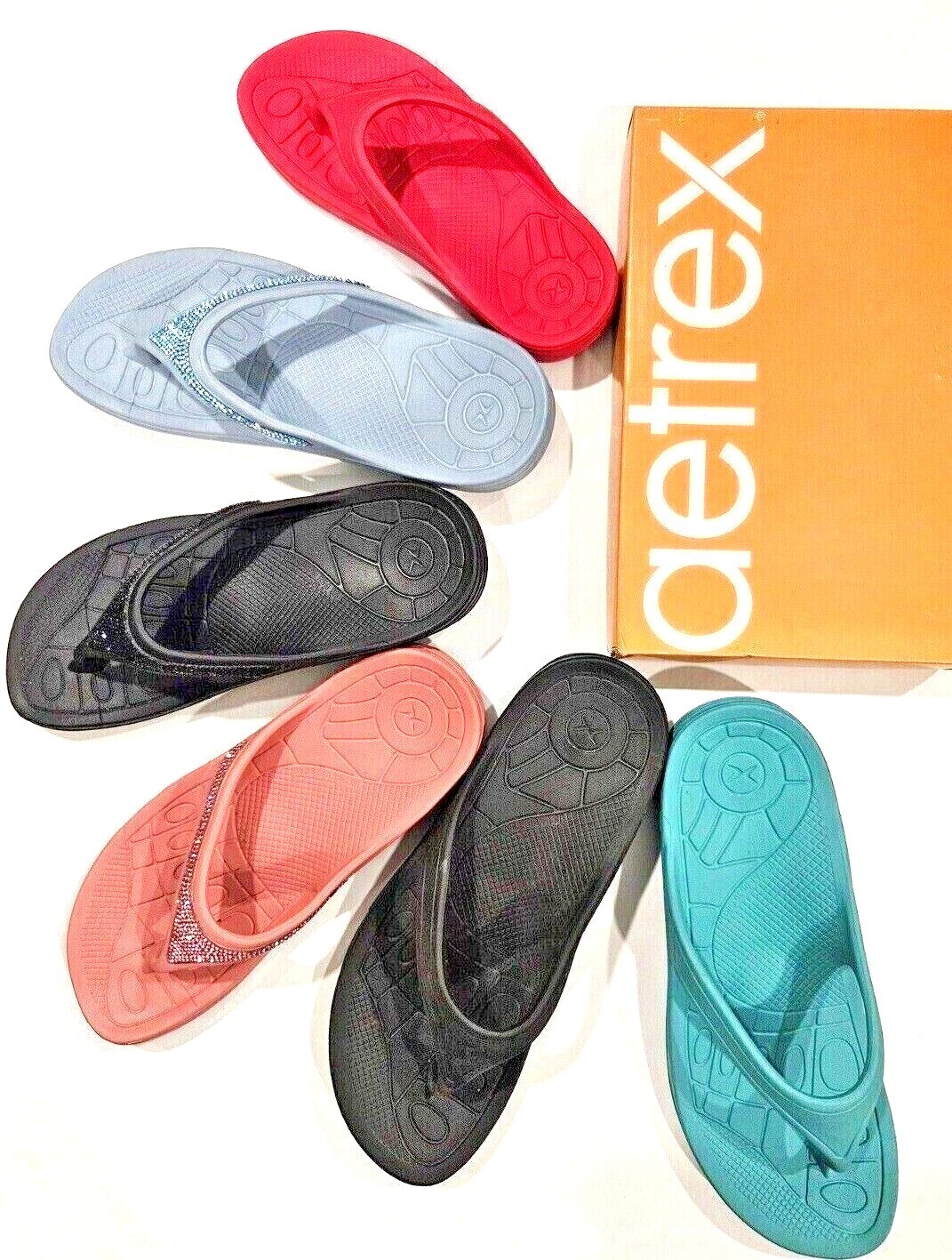 Aetrex Flip Flops FIGI Sparkle Sport Sandals water beach NEW Choose color size