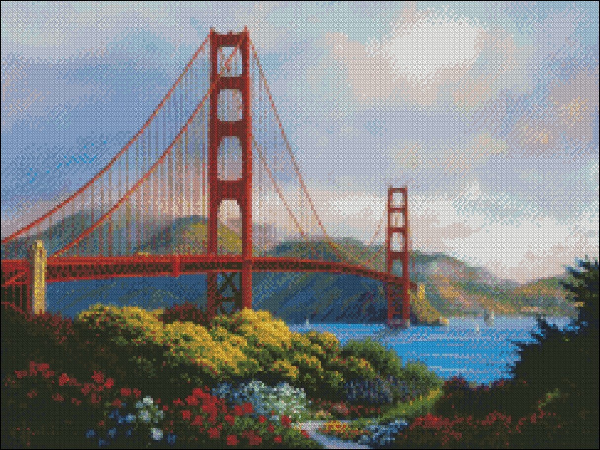 Golden Gate - Counted Cross Stitch Patterns - Color & BW Symbols