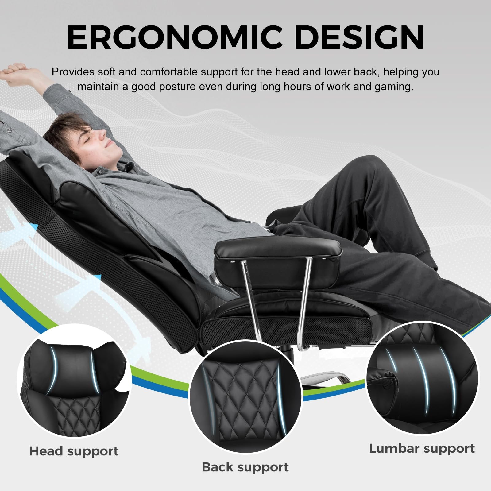 Gaming Chair,Office Chair with Pocket Spring Lumbar , Ergonomic Comfortable W...