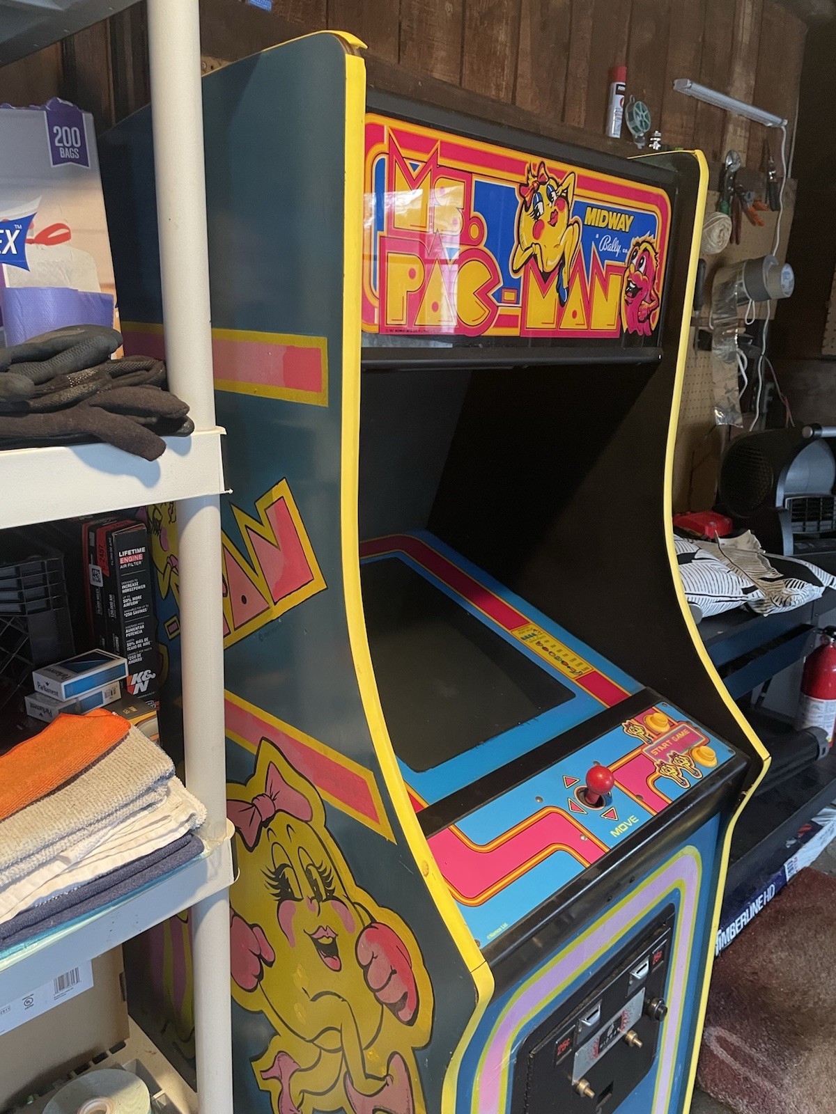 Midway Ms. Pac-Man Upright Coin-Op Video Arcade Machine Cabinet