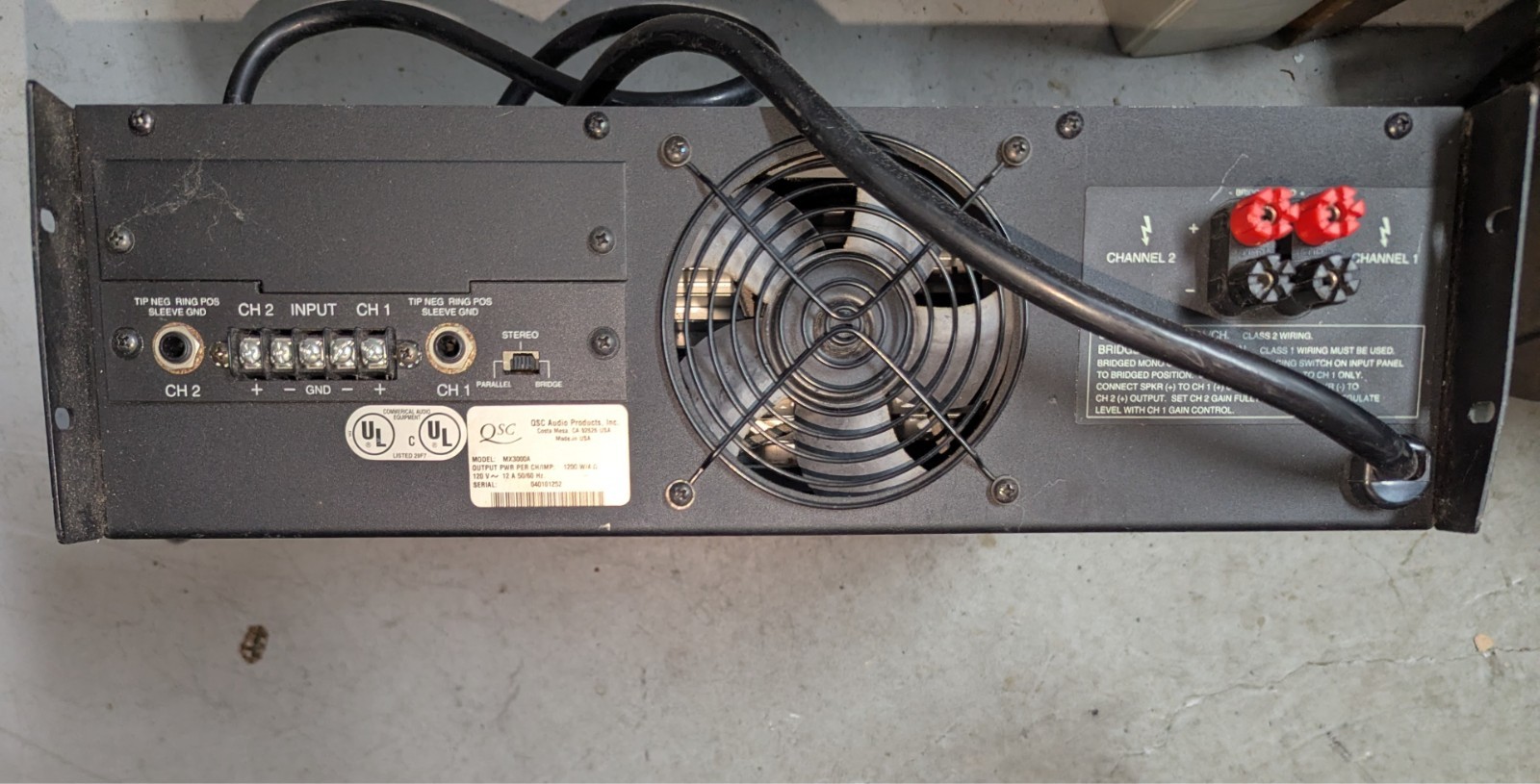 2 QSC MX 3000a Pro Audio Amplifiers, sold as a pair