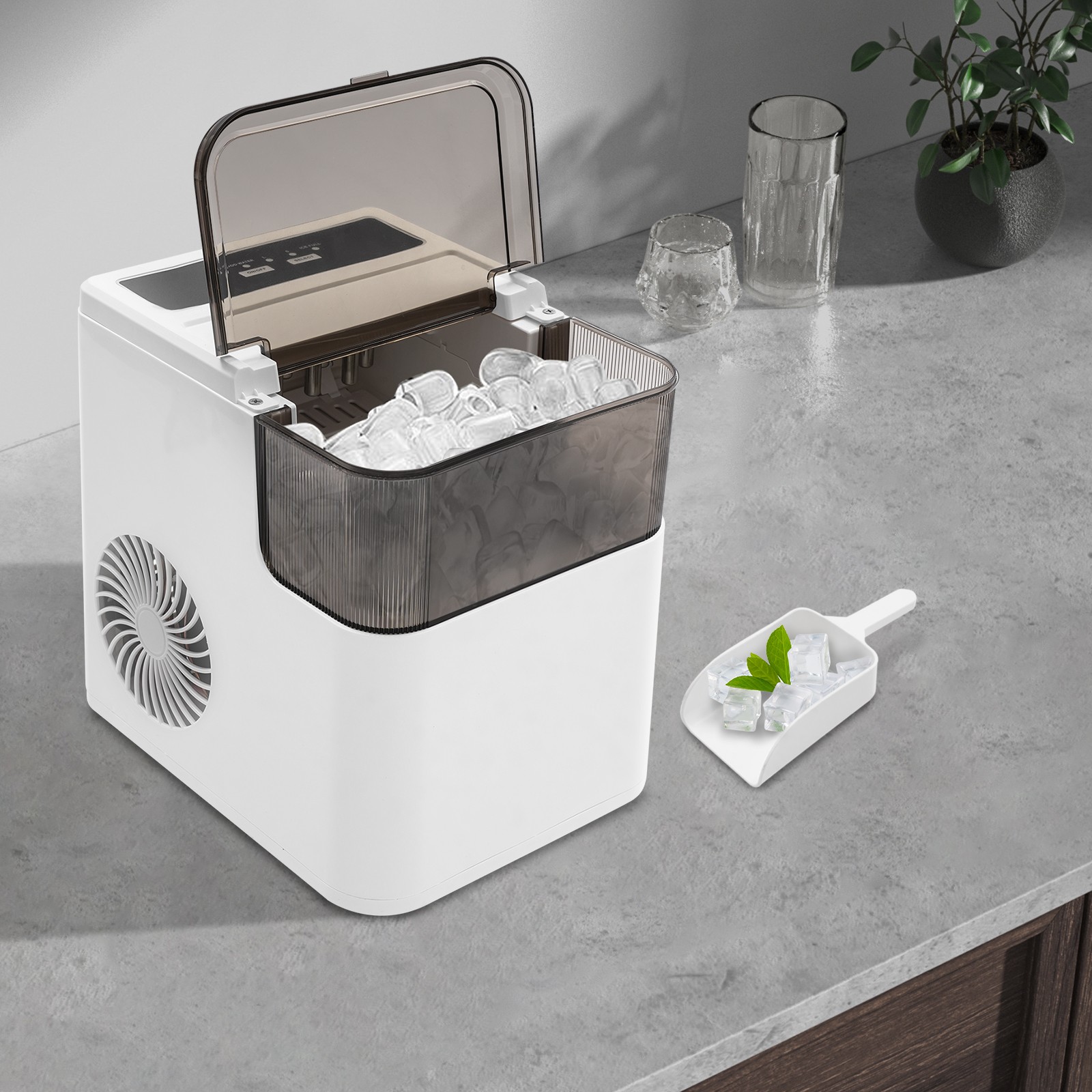 Countertop Ice Maker, Ice Maker, 165W Electric Ice Maker (Two-Size Ice Cube)