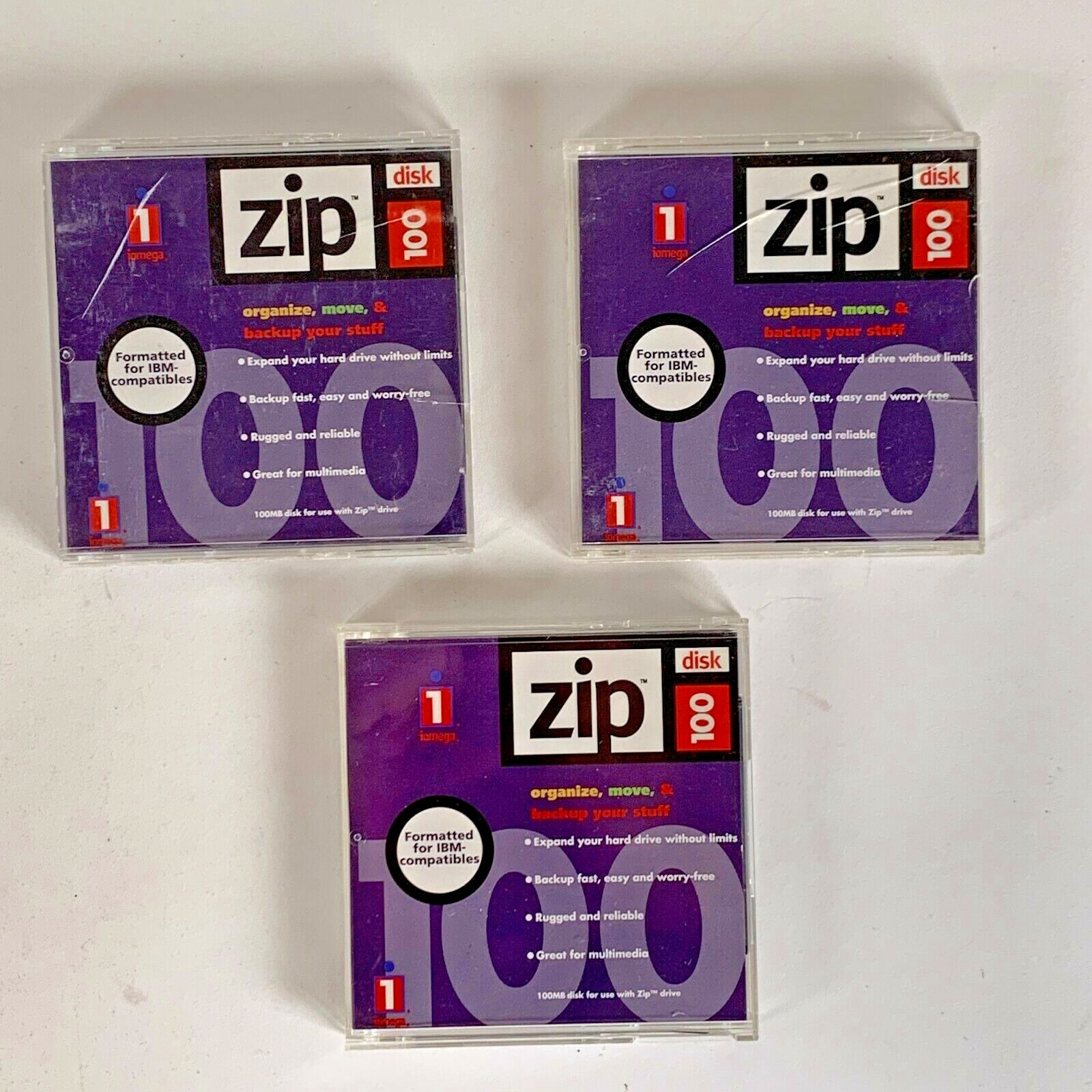 3-iomega Zip Disks 100 MB Formatted for IBM-Compatables                      B-K