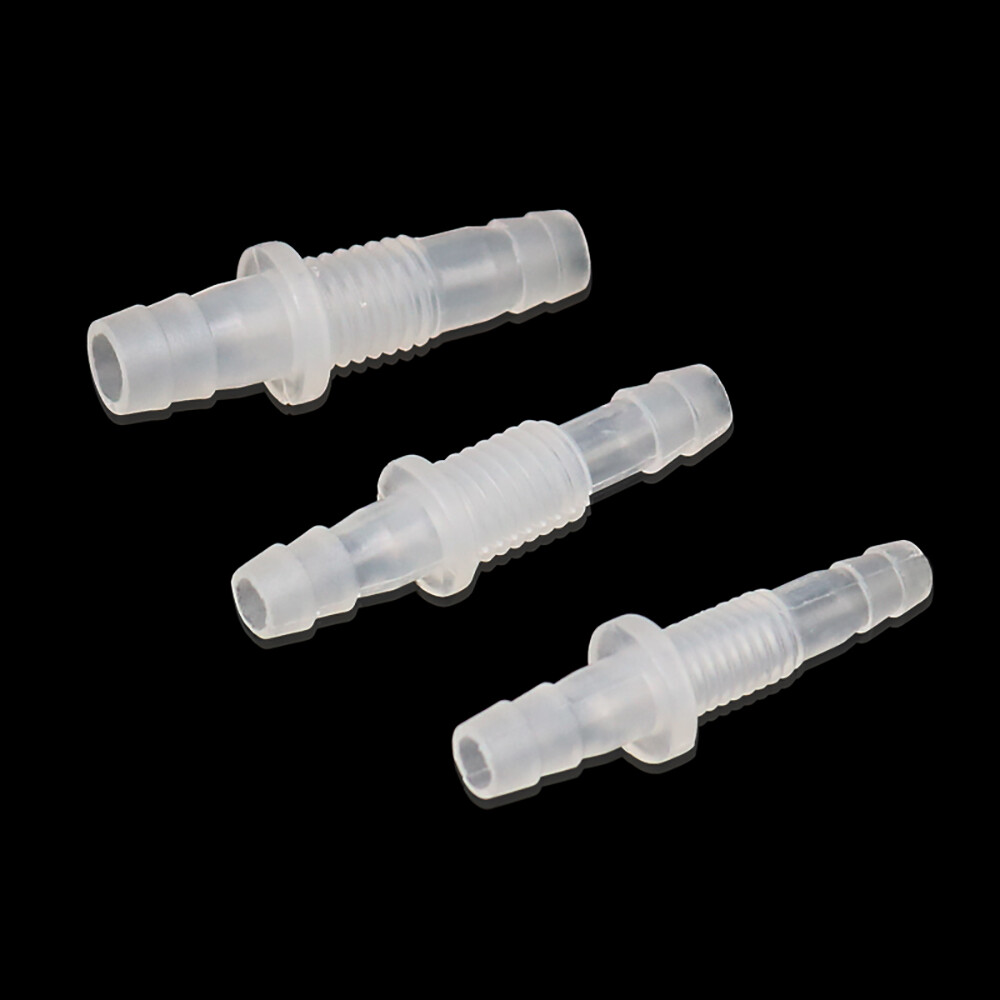 Plastic Bulkhead Connector Straight Barbed Threaded Fitting & Nut Inlet Outlet