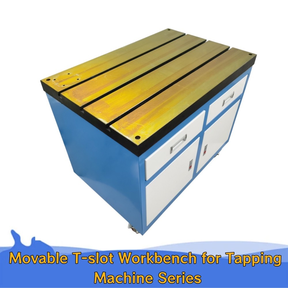 35.4x23.6 Inch Cast Iron T-slot Tapping Machines Workbench with Drawers