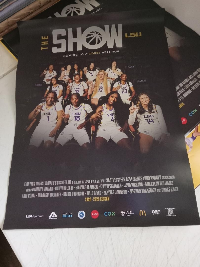 2025-26 LSU WOMEN's BASEKTBALL POSTER THE SHOW COMING TO A COURT NEAR YOU 🐯🏀