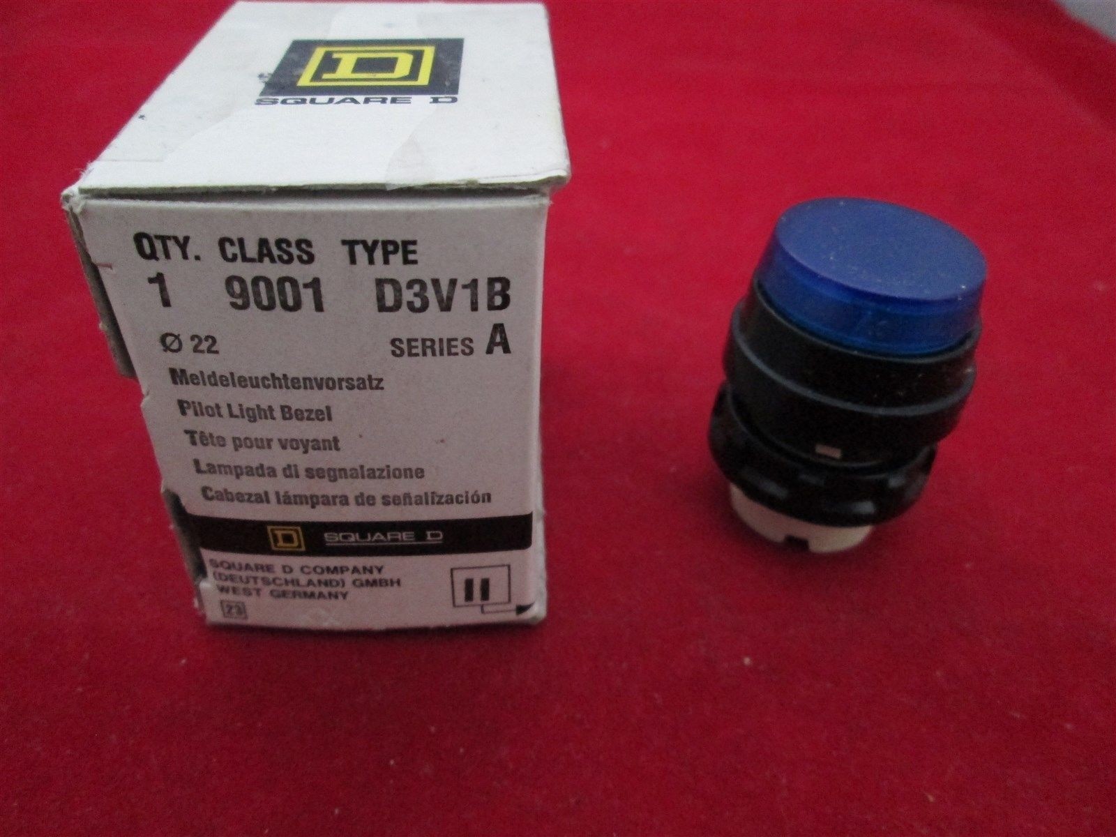 Square D 9001 D3V1B Pilot Light Bezel Blue new