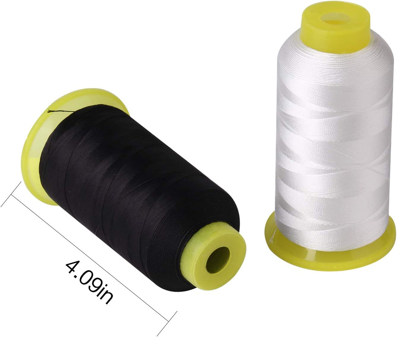 T70#69 Bonded Nylon Sewing Thread - 1500 Yard Spool -(White+Black) 2PCS