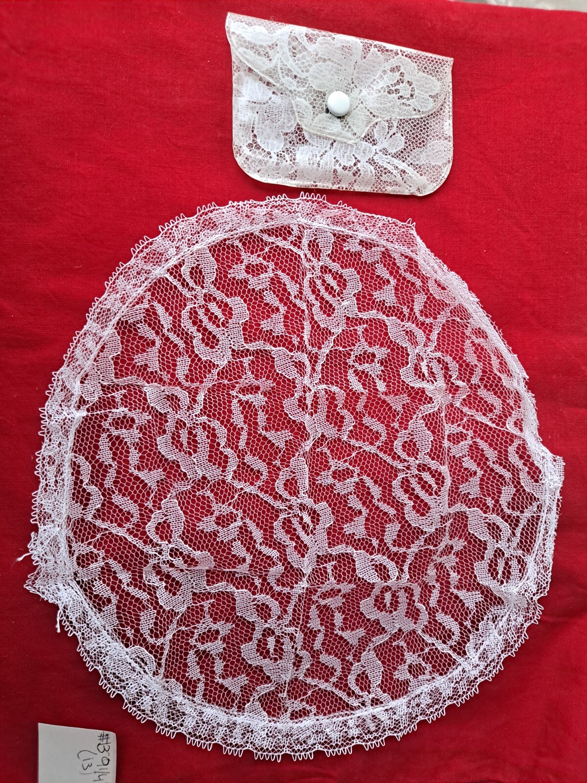 Prayer Cap, church, chapel White Lace 9 1/4" Round, W/case New Vintage 1960S