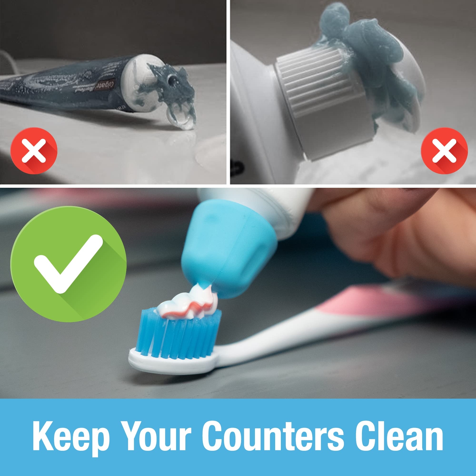 6 Pk Silicone Toothpaste Cap Reusable Self Closing Toothpaste Squeezer Dispenser