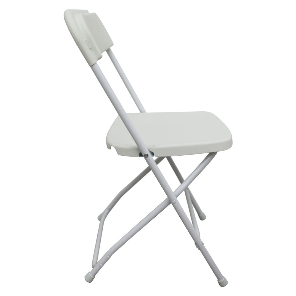 5 Pack White Plastic Commercial Folding Stackable Chairs Plastic + Iron Material