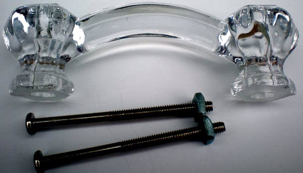 Vintage Restorers Classic Hex Clear Glass Pull 4-1/8" W (mounting hole c-c 3" )