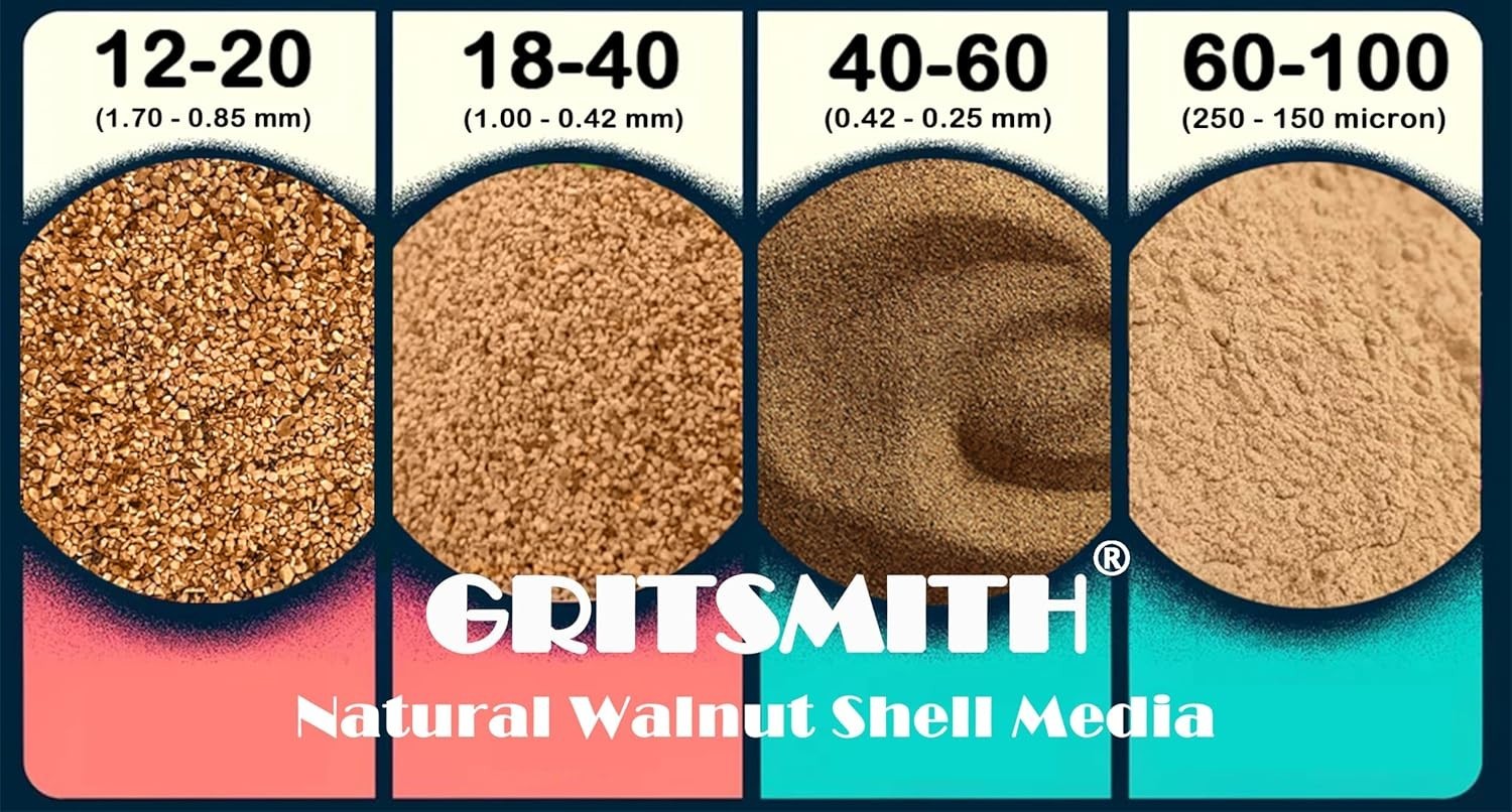 18-40 Grit Crushed Walnut Shells - 5 LBS for Effective Cleaning and Blasting