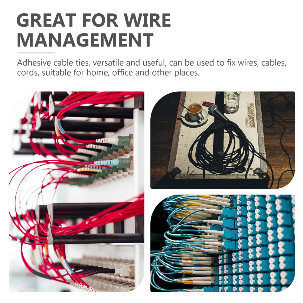 100Pcs Black Cable Tie Mount Adhesive Bases for Wire Tie Downs Durable