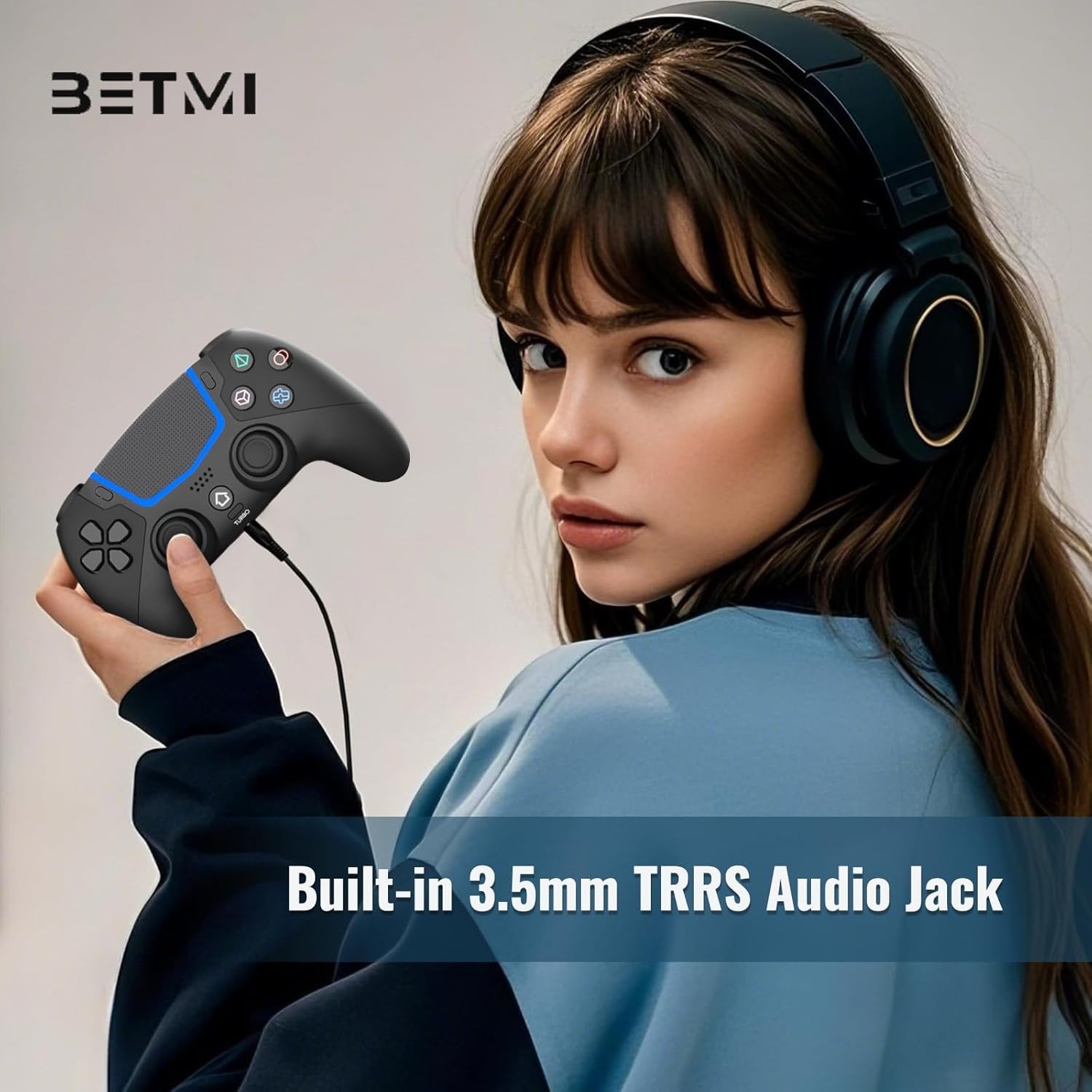 Ergonomic PS5/PC Gaming Controller with Hall Effect Joysticks & Touchpad - Black