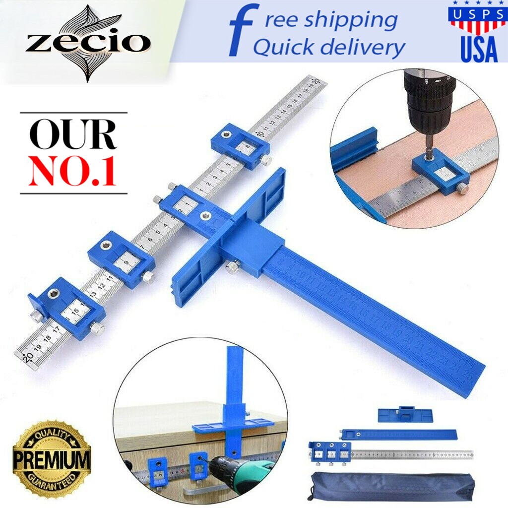 Adjustable Guide Punch Locator Tool Drill Sets Jig Drawer Pull Wood Drilling DIY