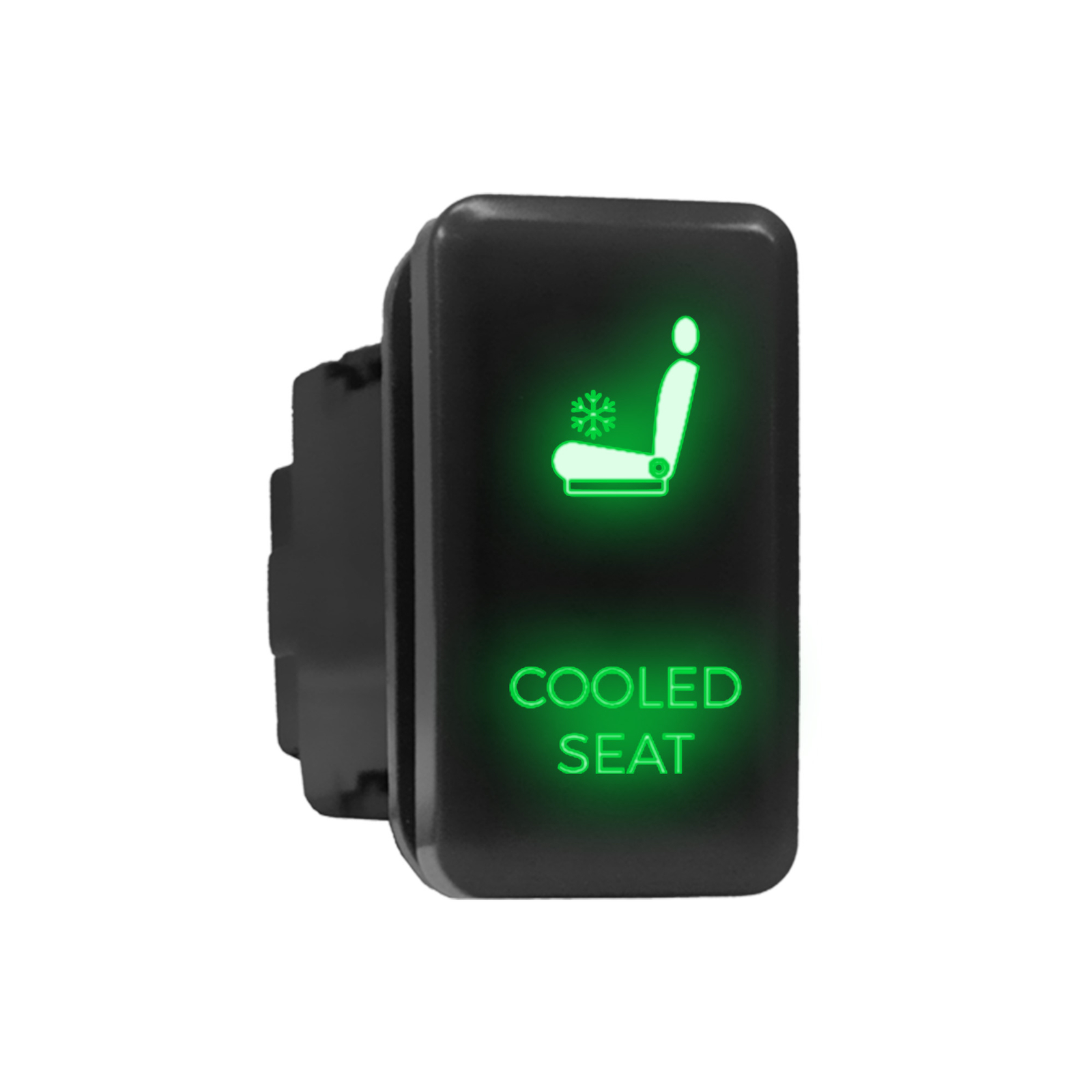COOLED SEAT - LED Push Button Replacement for TOYOTA (1.54 x 0.83 in) Green